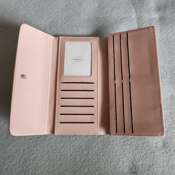 Fossil Wallet Women's Tan Yellow Faux Leather Pleather - Picture 5 of 11